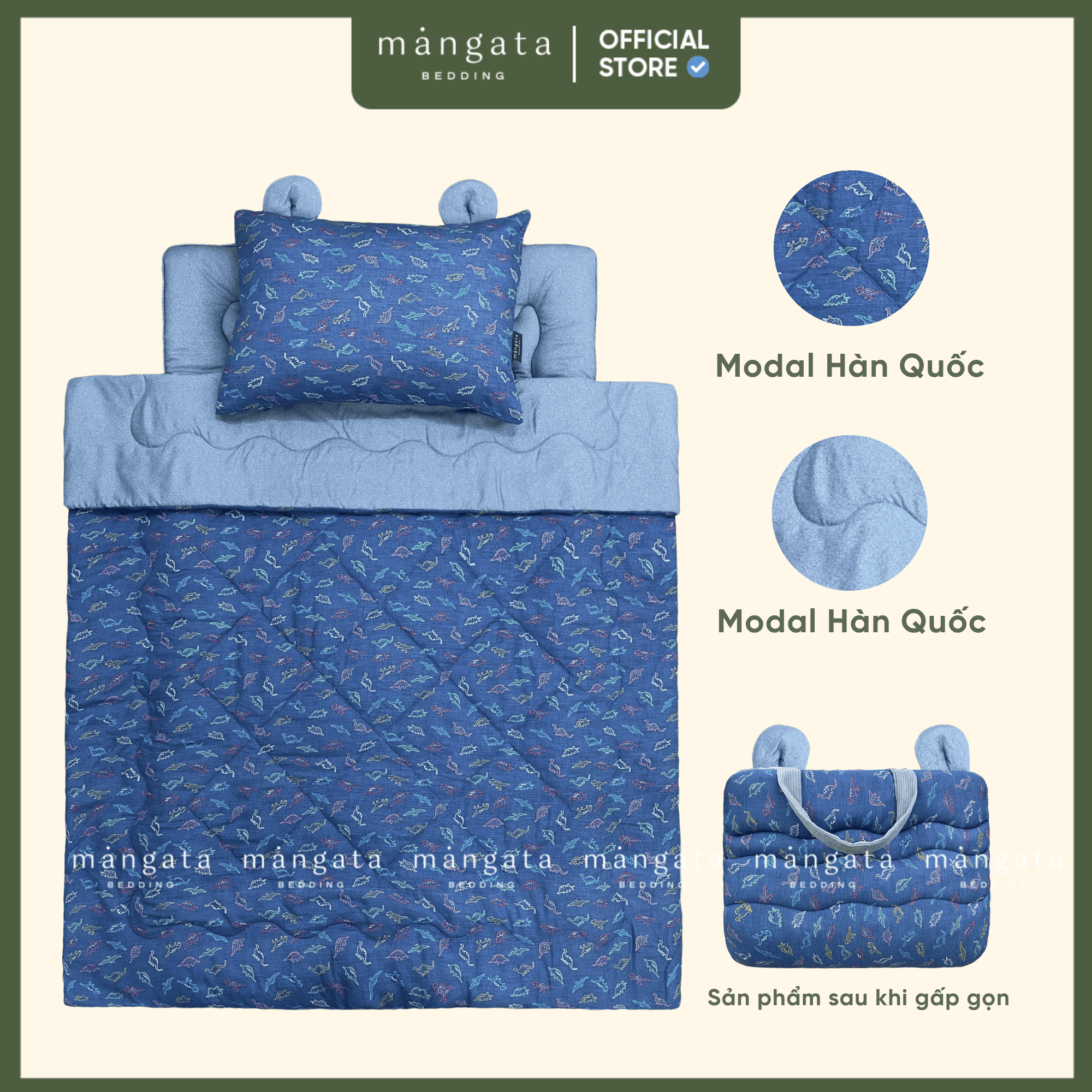 Mẫu Khủng long nhí - Bộ chăn gối gấp gọn đi học _thumbnail_1