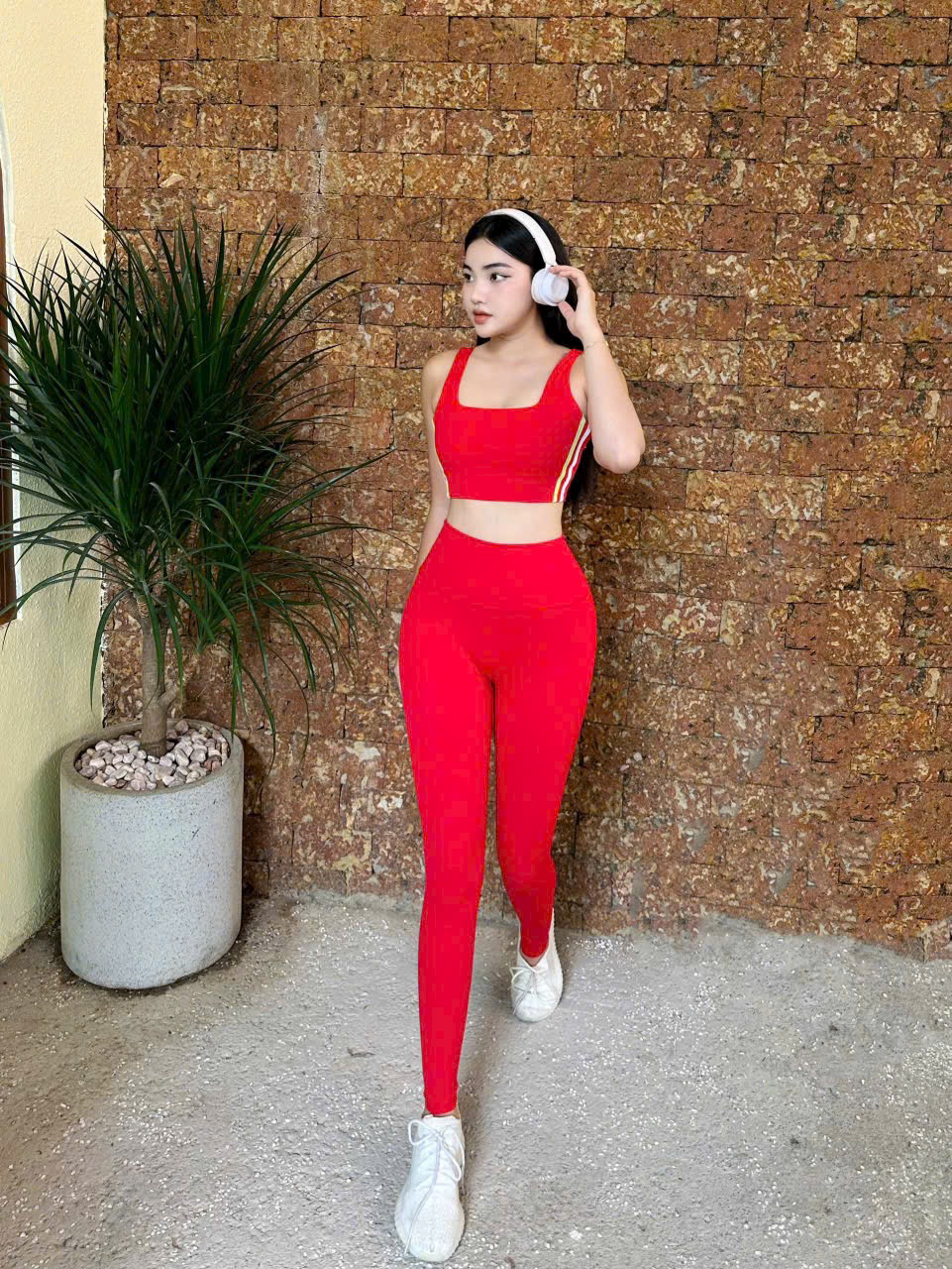 Bộ Quần Áo Thể Thao Tập Gym Yoga Nữ Dáng Dài Phối 3 Sọc Cá Tính_thumbnail_4