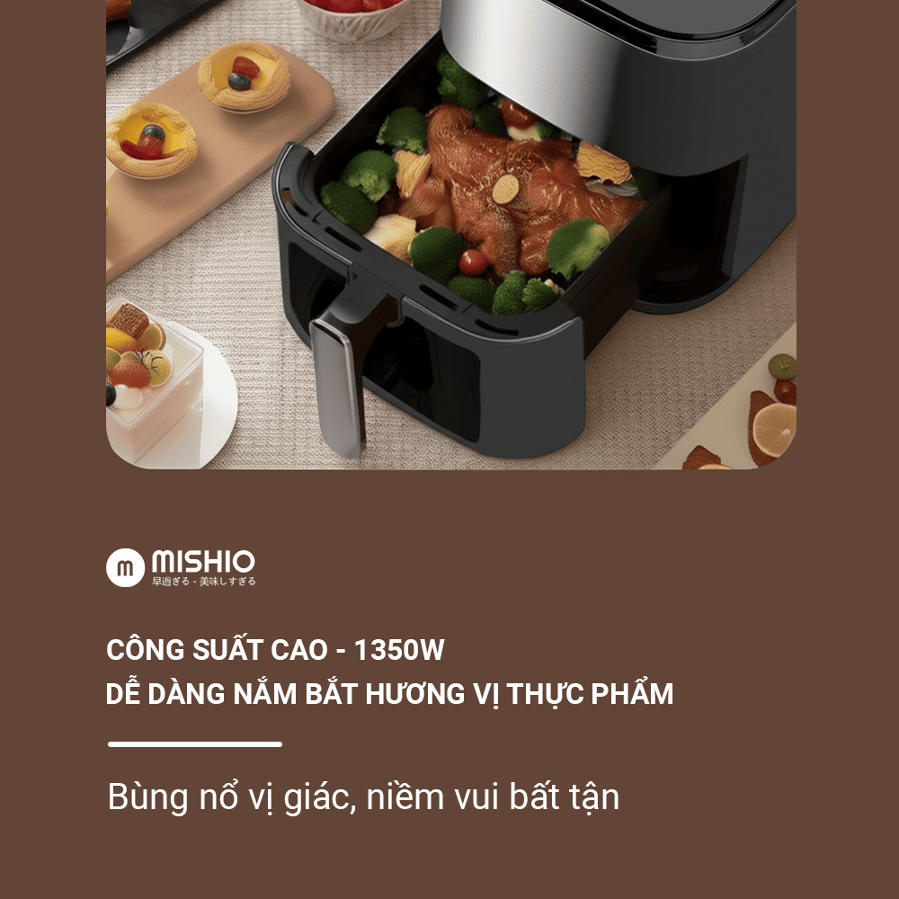 Nồi Chiên Không Dầu 8 Lít Mishio MK391 - Dung Tích Khổng Lồ, Nướng Nguyên Con Gà, Giá Cực Rẻ_thumbnail_7