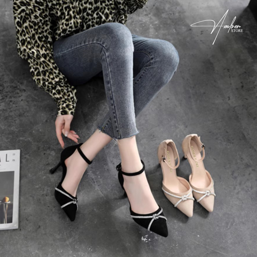 Giày Cao Gót Nữ Bít Mũi Quai Nơ Đính Đá – CG14_thumbnail_1