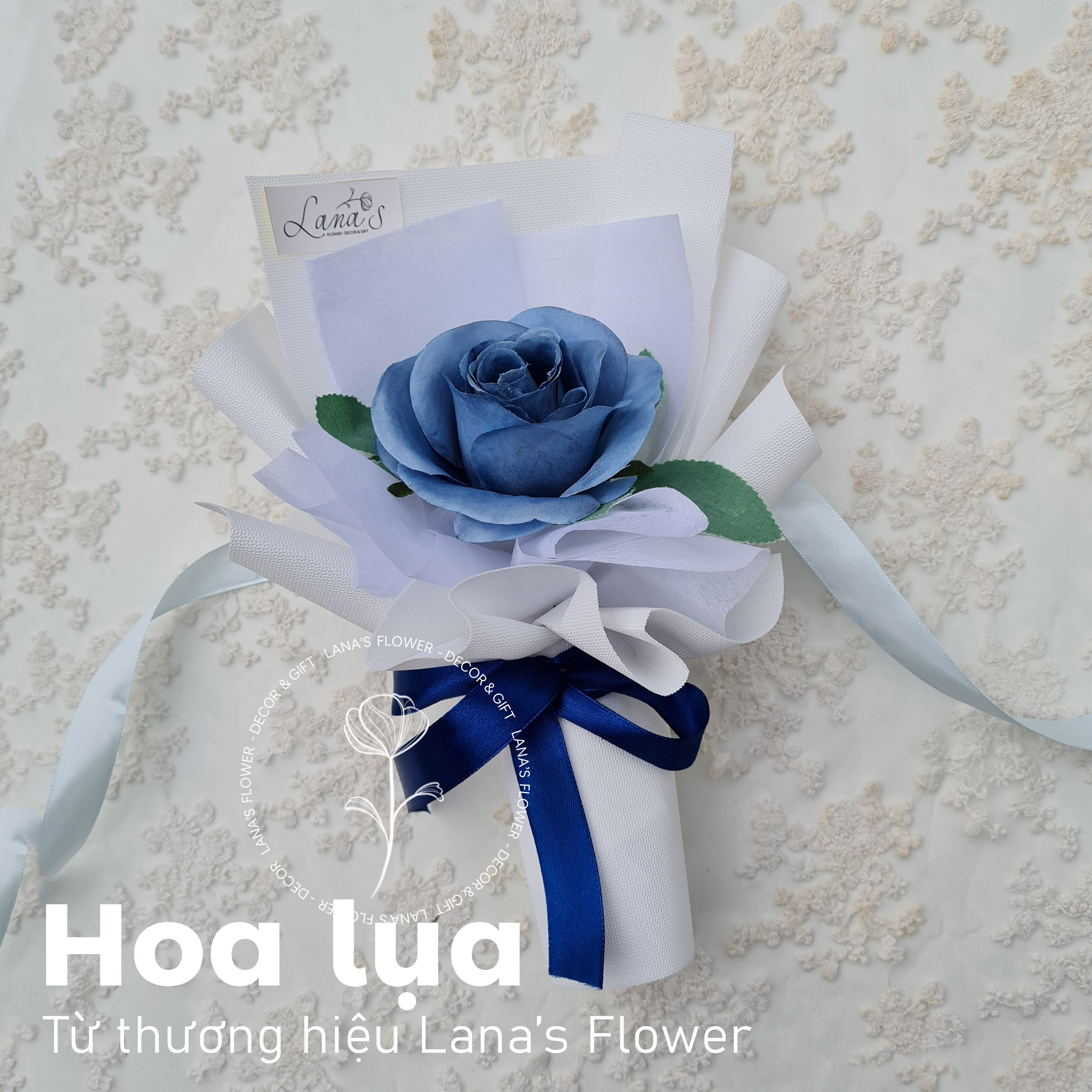 Bó hoa lụa mini 1B - Hoa hồng xanh