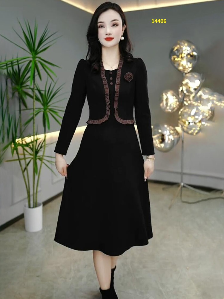 14406-Đầm xòe công sở tay dài, giả kiểu áo rời _thumbnail_3