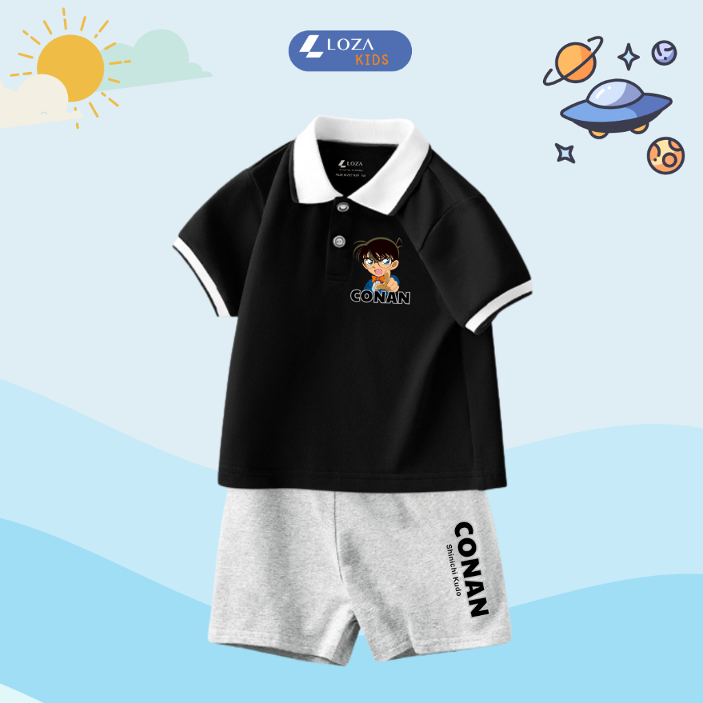 Bộ đồ polo bé trai in hình Conan - Loza Kids BV280_thumbnail_0