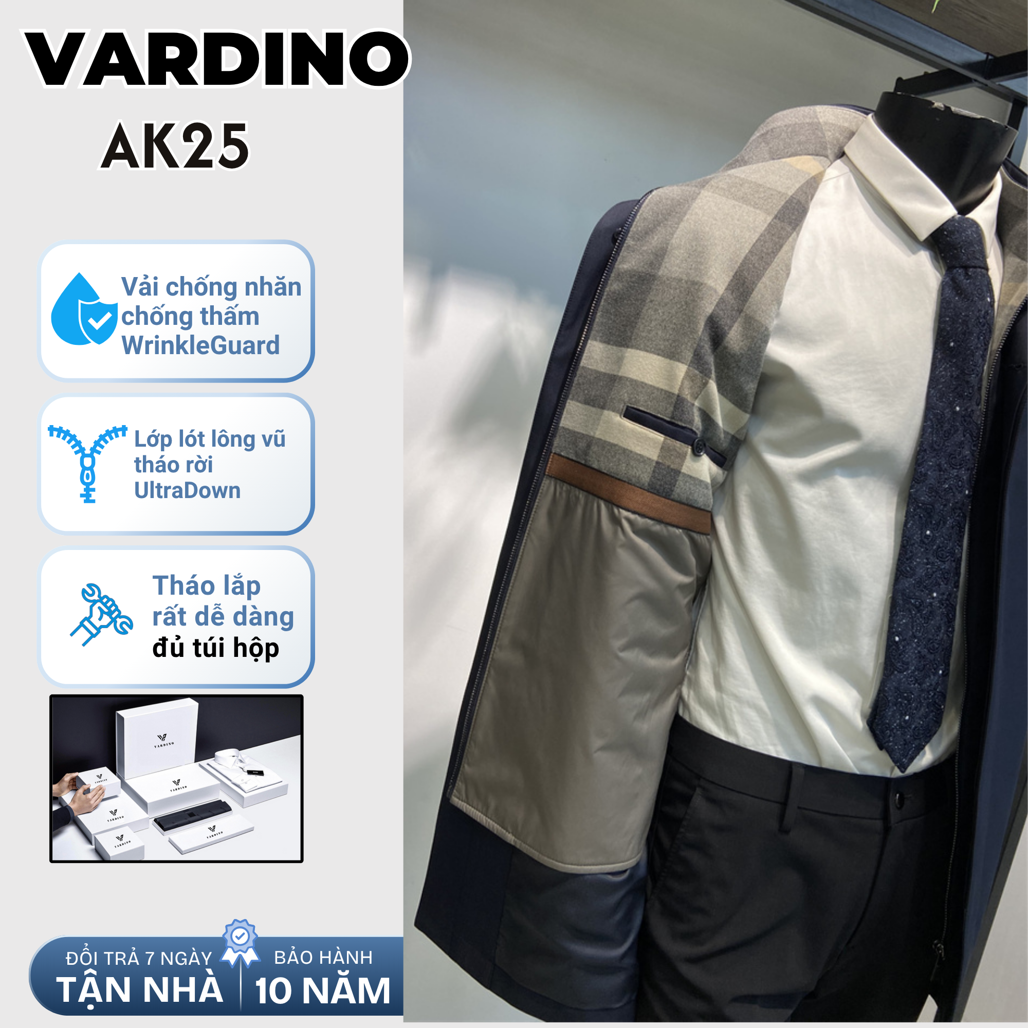 Áo khoác mangto nam công sở Vardino AK25 lót lông vũ tháo rời_thumbnail_8