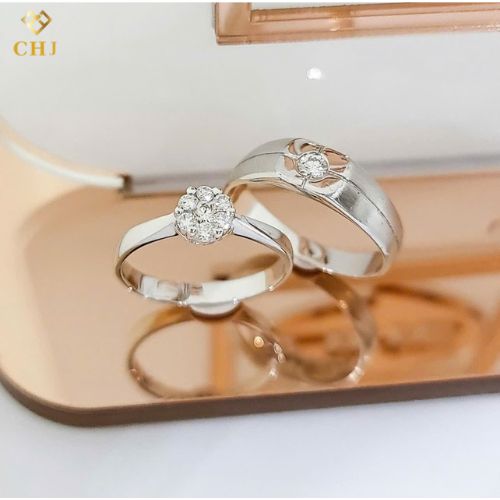 Cặp Nhẫn Cưới Kim Cương Vàng 14K CHJ515_thumbnail_0