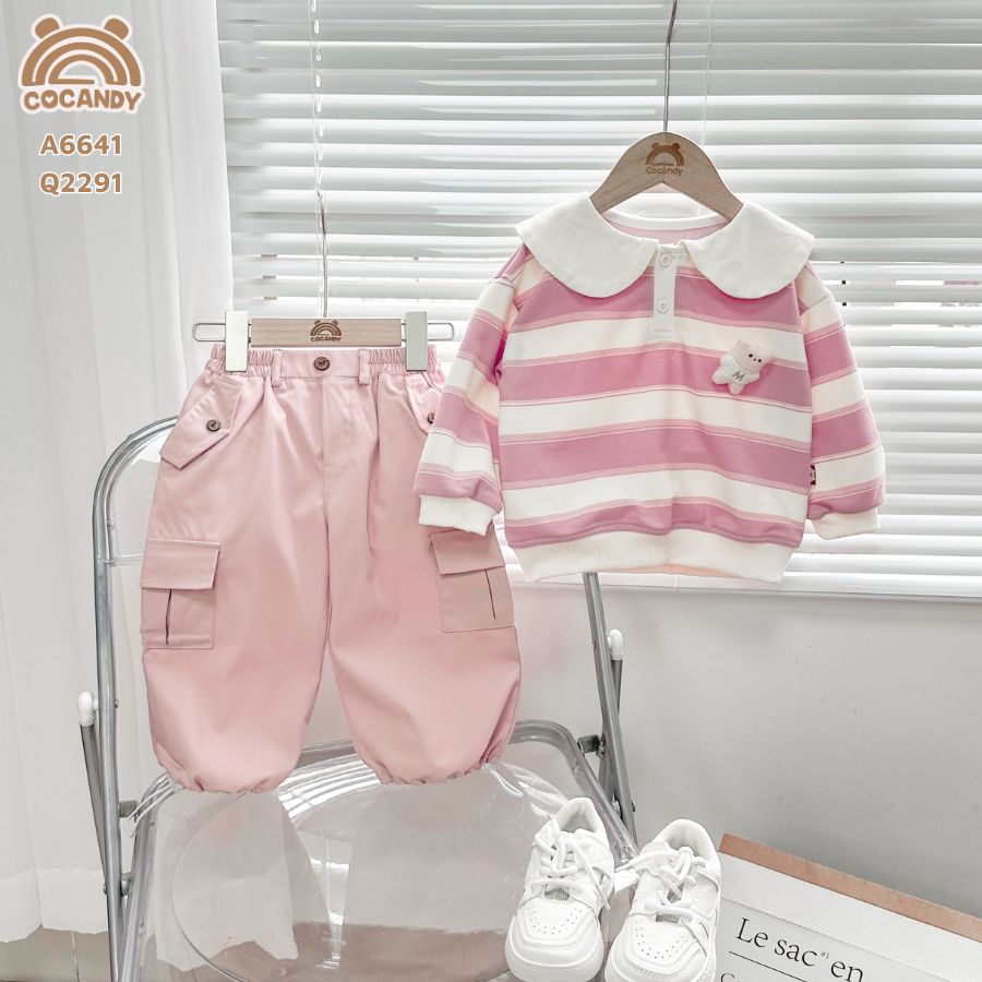 Áo dài kẻ HỒNG BE cổ sen_thumbnail_0