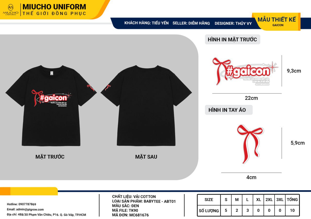 Áo baby tee thiết kế như yêu cầu TK90