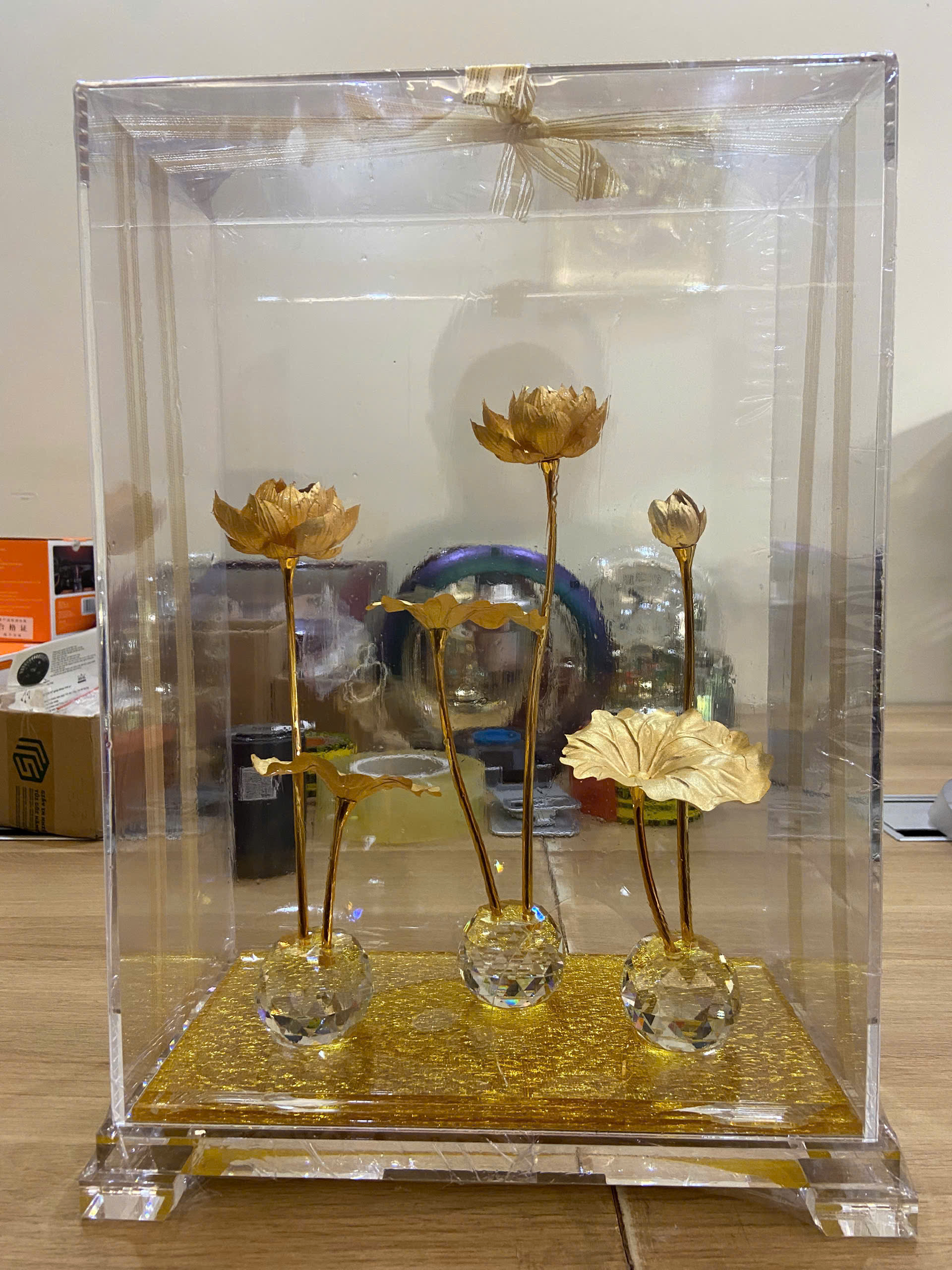 Hộp hồ sen 3 nhánh mạ vàng 24k cao cấp _thumbnail_2