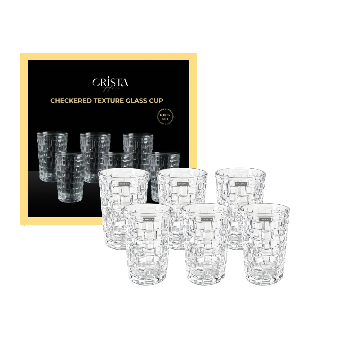 Bộ 6 cốc thủy tinh CRISTA HOME vân Caro to 350 ml_thumbnail_13