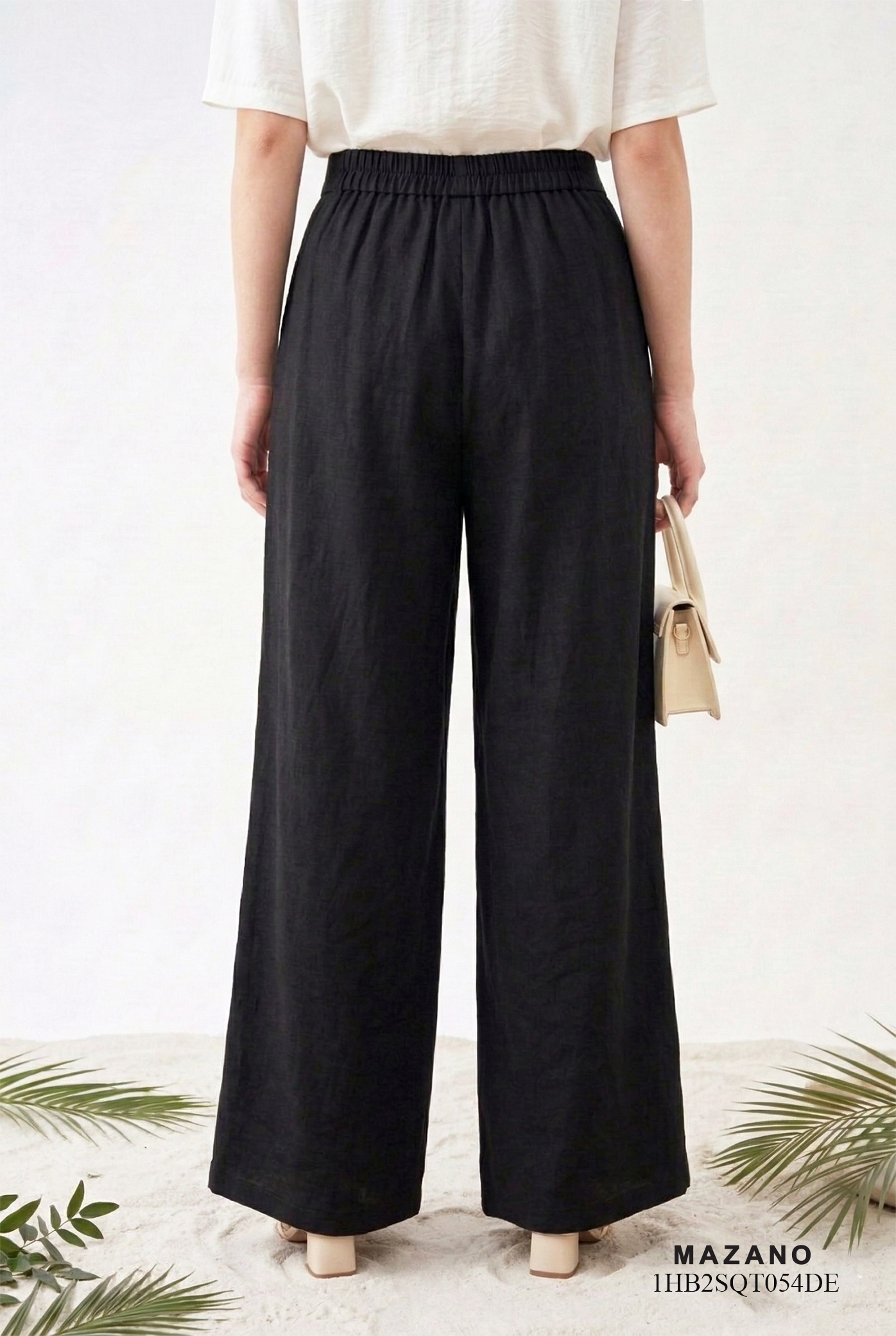 Quần vải thô pha linen đen dáng suông đứng thiết kế MAZANO_thumbnail_4