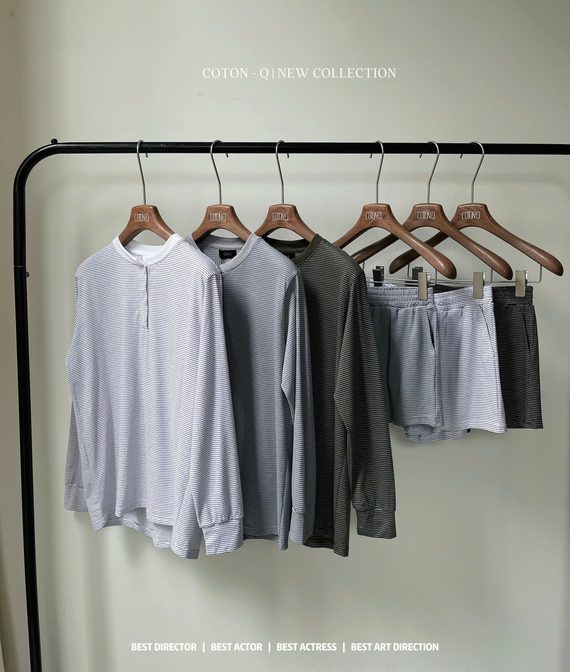 HJ9 Set áo sọc + quần đùi ( SỌC XÁM )