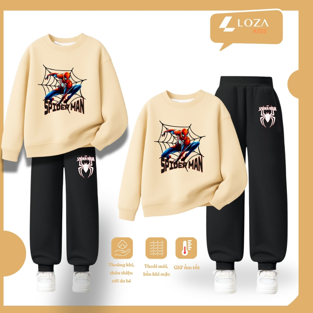 Set bộ nỉ bé trai in hình SPIDER MAN, người nhện - Loza Kids BI335_thumbnail_1