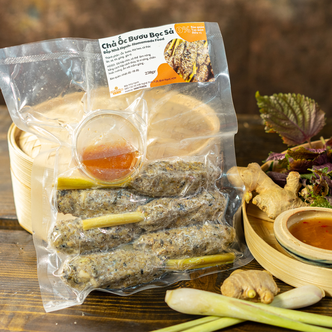 Chả Ốc Bươu Bọc Sả 250g – Giòn Ngon Đậm Vị, Đặc Sản Việt Gói Gọn Trong Từng Cây