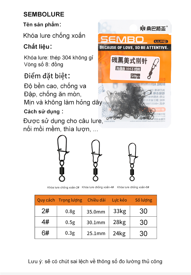 Túi 50 Chiếc Khóa Link Carbon Đen SEMBO LURE_thumbnail_1