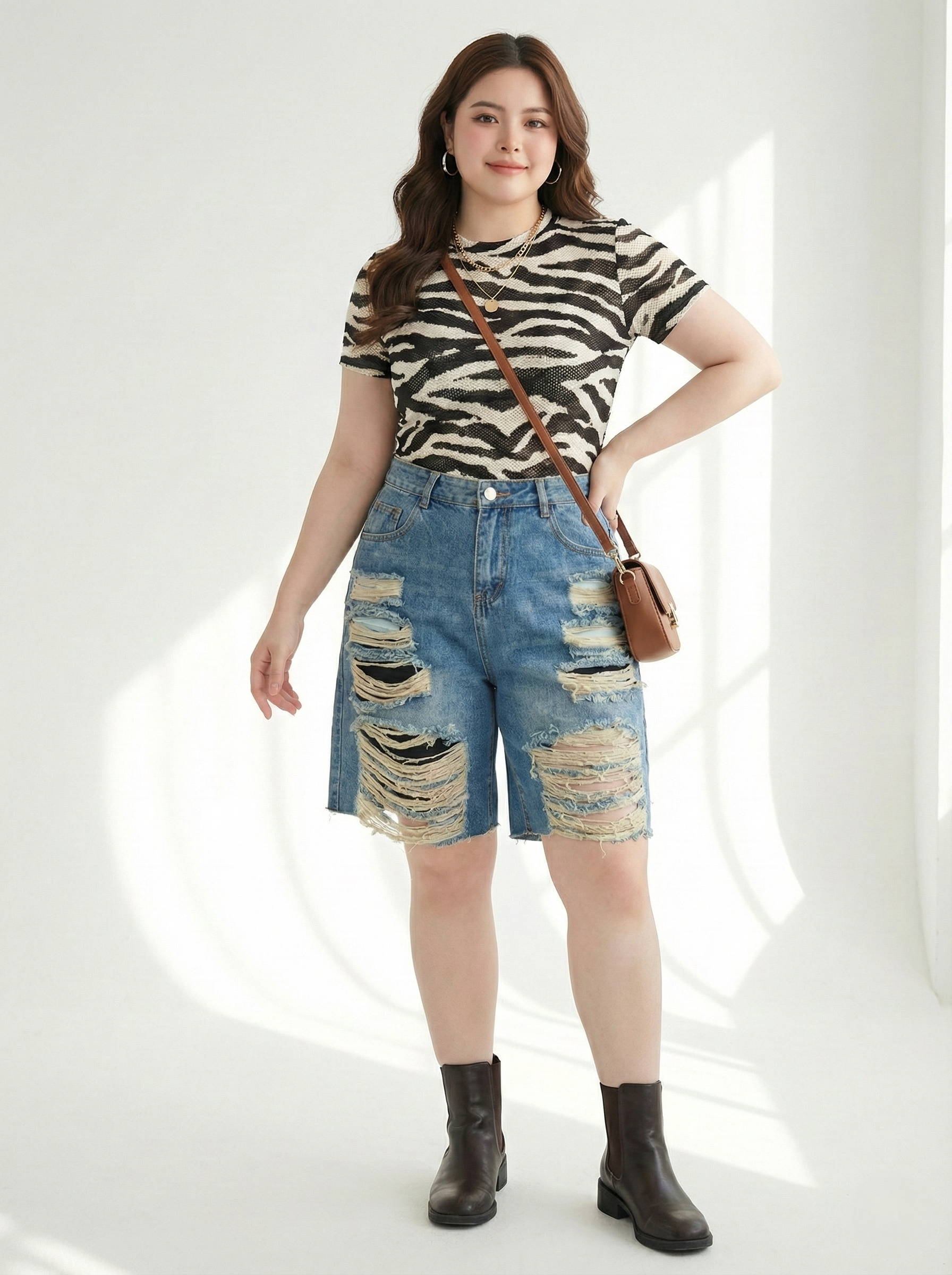 BIGSIZE- Quần short lửng siêu rách T-QSJ4011