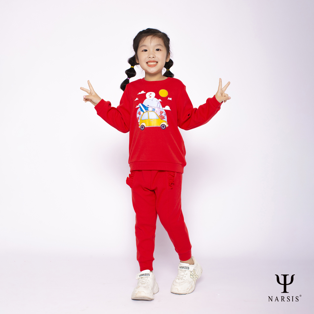 BỘ ĐỒ ĐÔNG BÉ GÁI NARSIS   ĐỎ KM2028 NARSIS CHẤT LIỆU THOÁNG MÁT, DỄ CHỊU, THOẢI MÁI CẢ NGÀY, DỄ ..._thumbnail_1