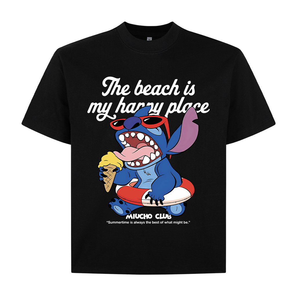 Áo phông form boxy in hình Stick 2352 Miucho Club cổ tròn vải cotton 2 chiều cao cấp in mix