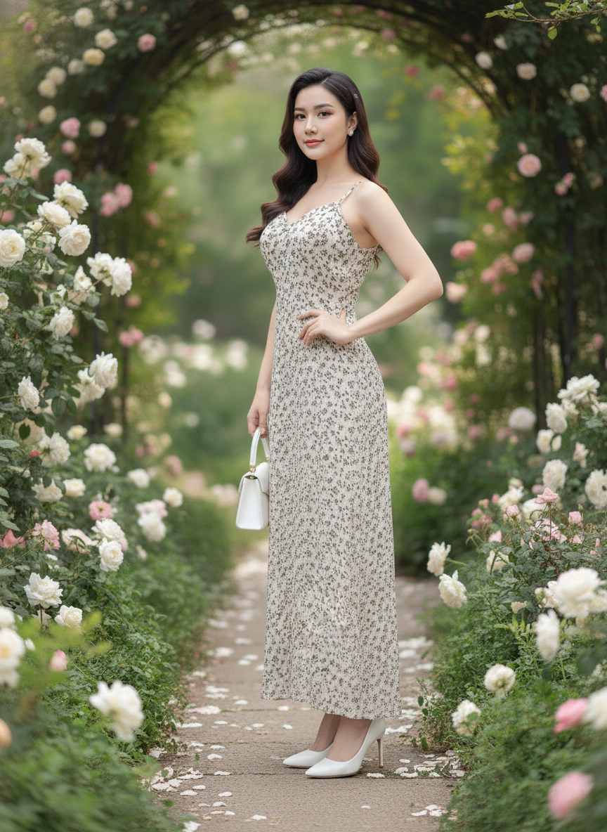 Đầm midi 2 dây hoa nhí xinh xắn_thumbnail_2