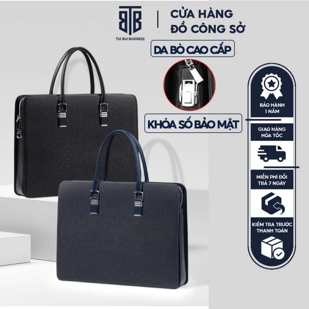 Cặp da nam công sở khóa số bảo mật chất liệu da bò  ép vân _thumbnail_6