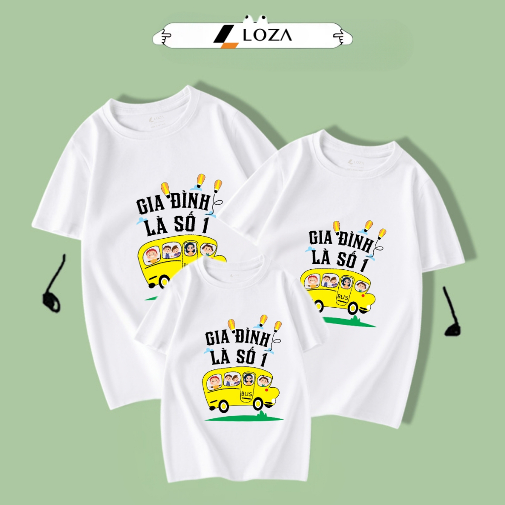 Áo phông gia đình màu trắng chất liệu cotton - Áo thun đồng phục gia đình 3-4-5 người - Loza mã G0312_thumbnail_5