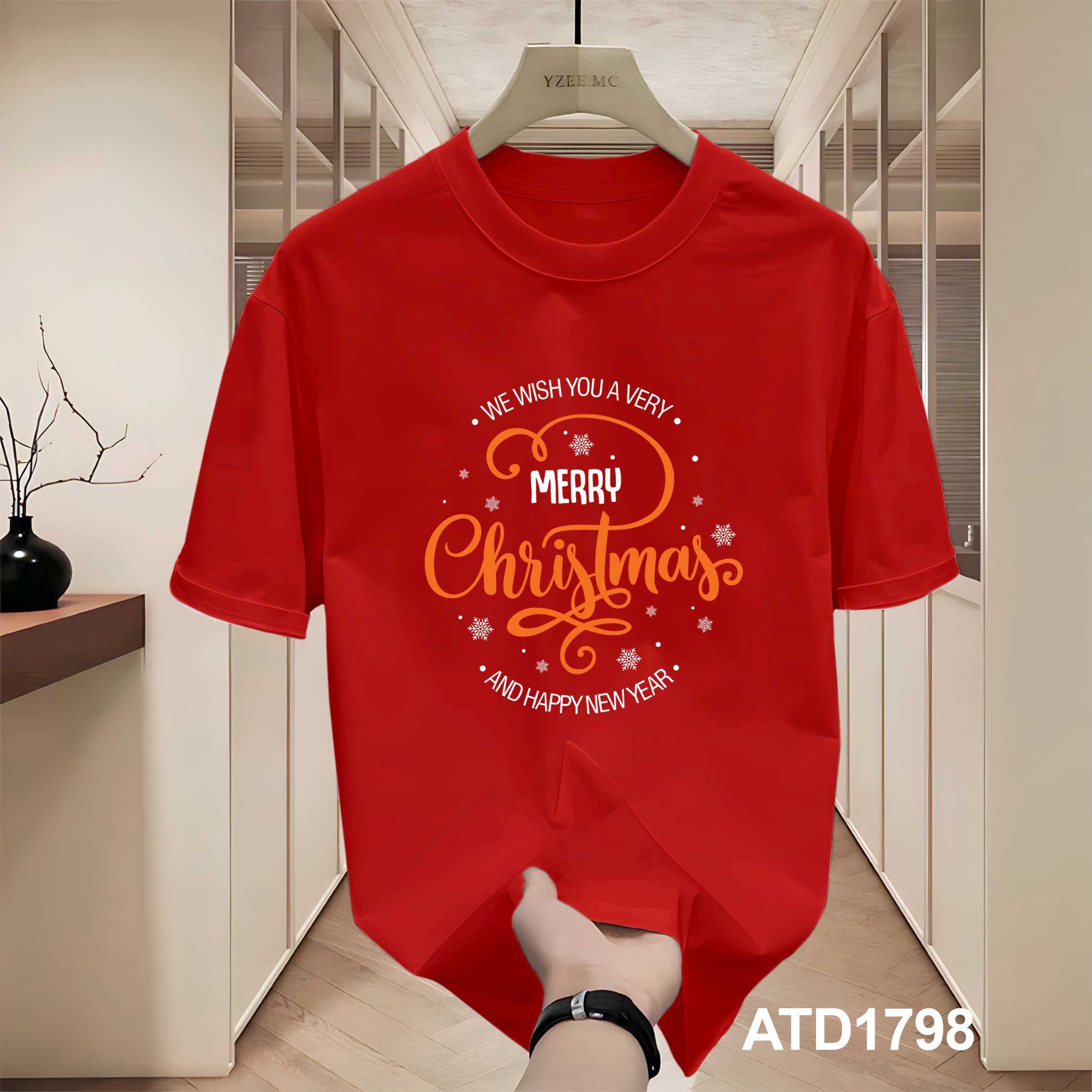 Áo phông nam giáng sinh noel form rộng cổ tròn vải cotton thoáng mát 1798 Miucho Iconic in typography_thumbnail_6