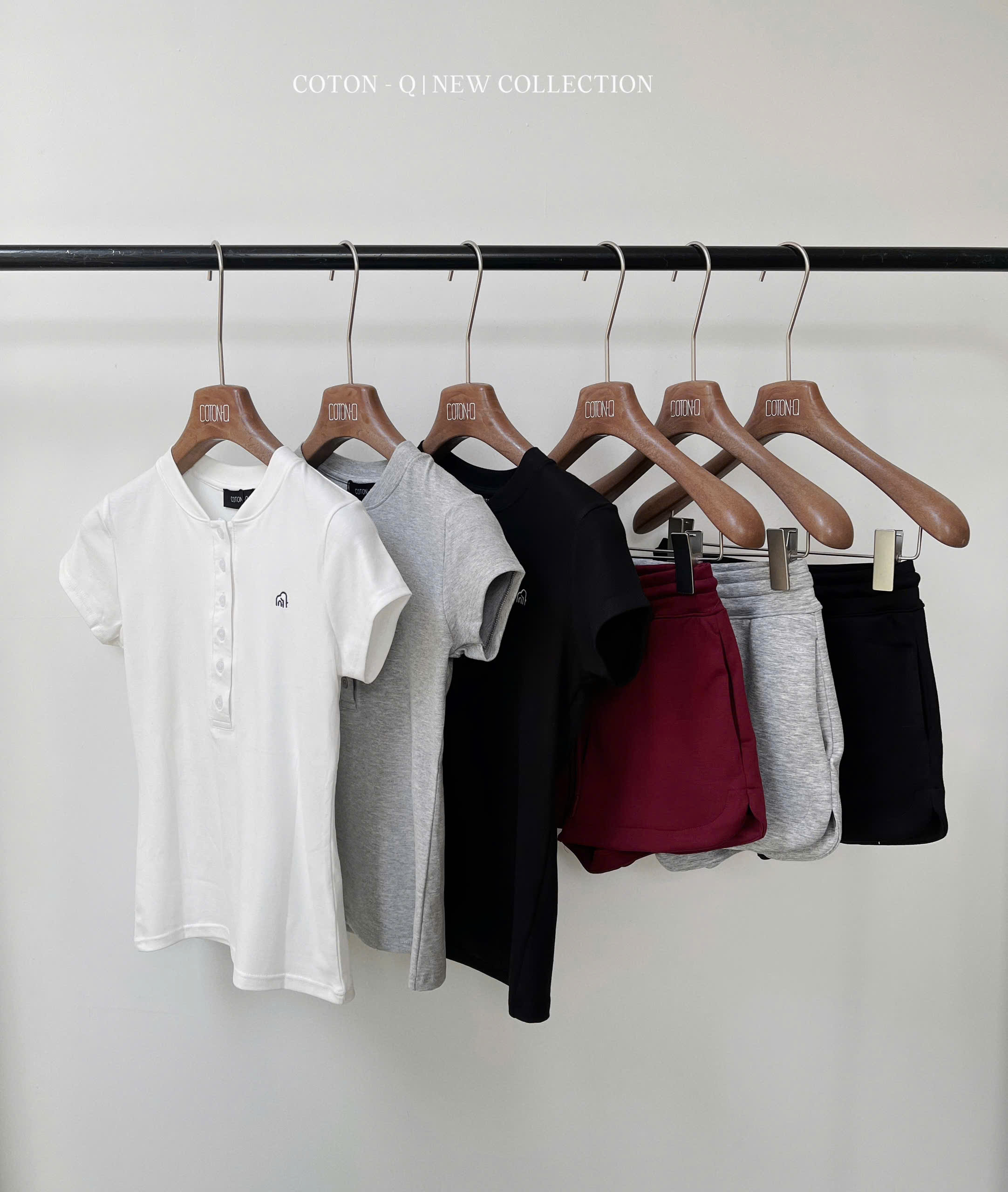 HJ4 Set áo ôm phối nút + quần đùi thun ( TRẮNG )