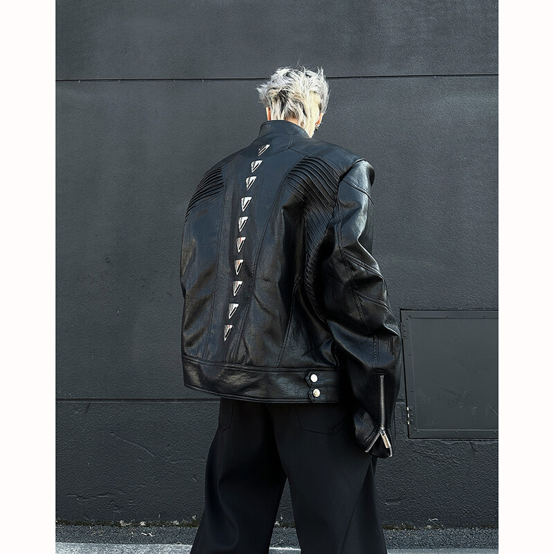 Áo Khoác Da Đinh Tam Giác Cá Tính