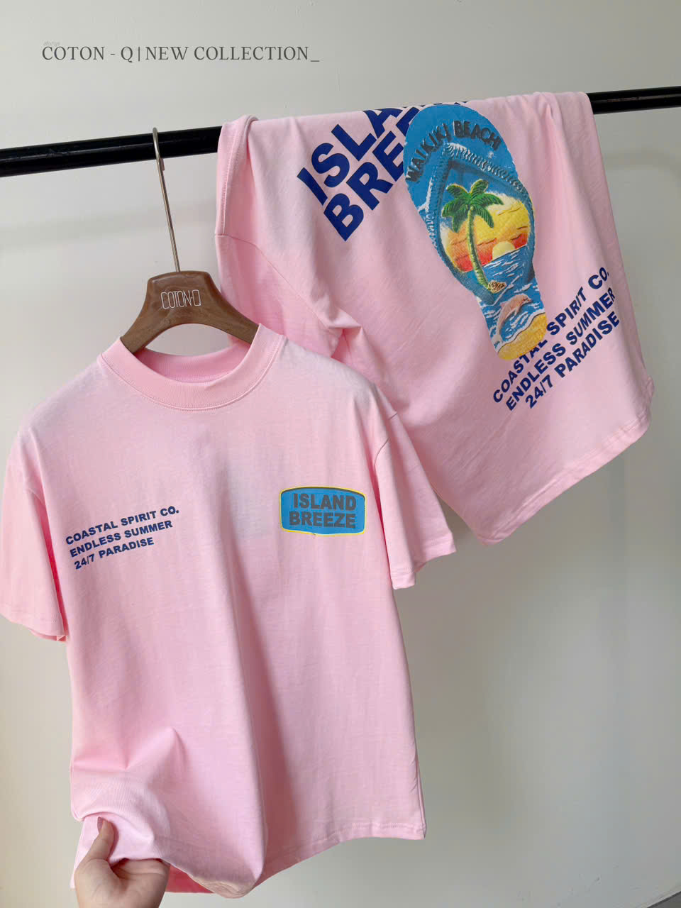 HA116 Áo thun hồng in hình