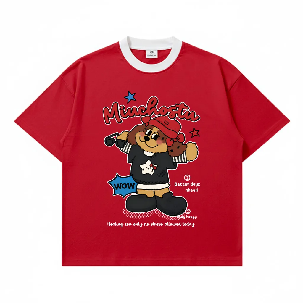 Áo thun boxy phối cổ hoạt hình Miucho vải dày dặn thoáng mát đứng form in mix 2973_thumbnail_8