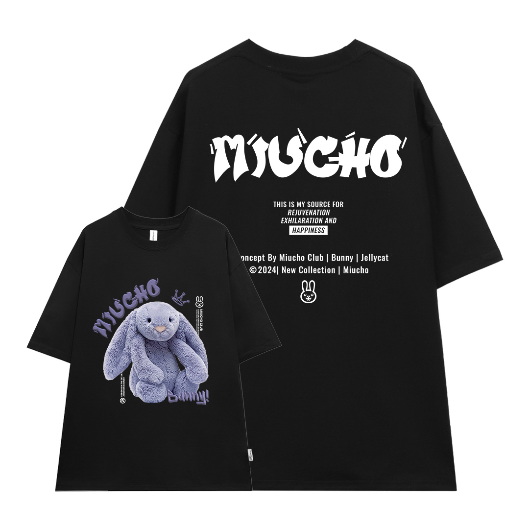 Áo thun thỏ Bunny form rộng local brand ATD1256 Miucho tay ngắn cổ tròn in mix_thumbnail_8