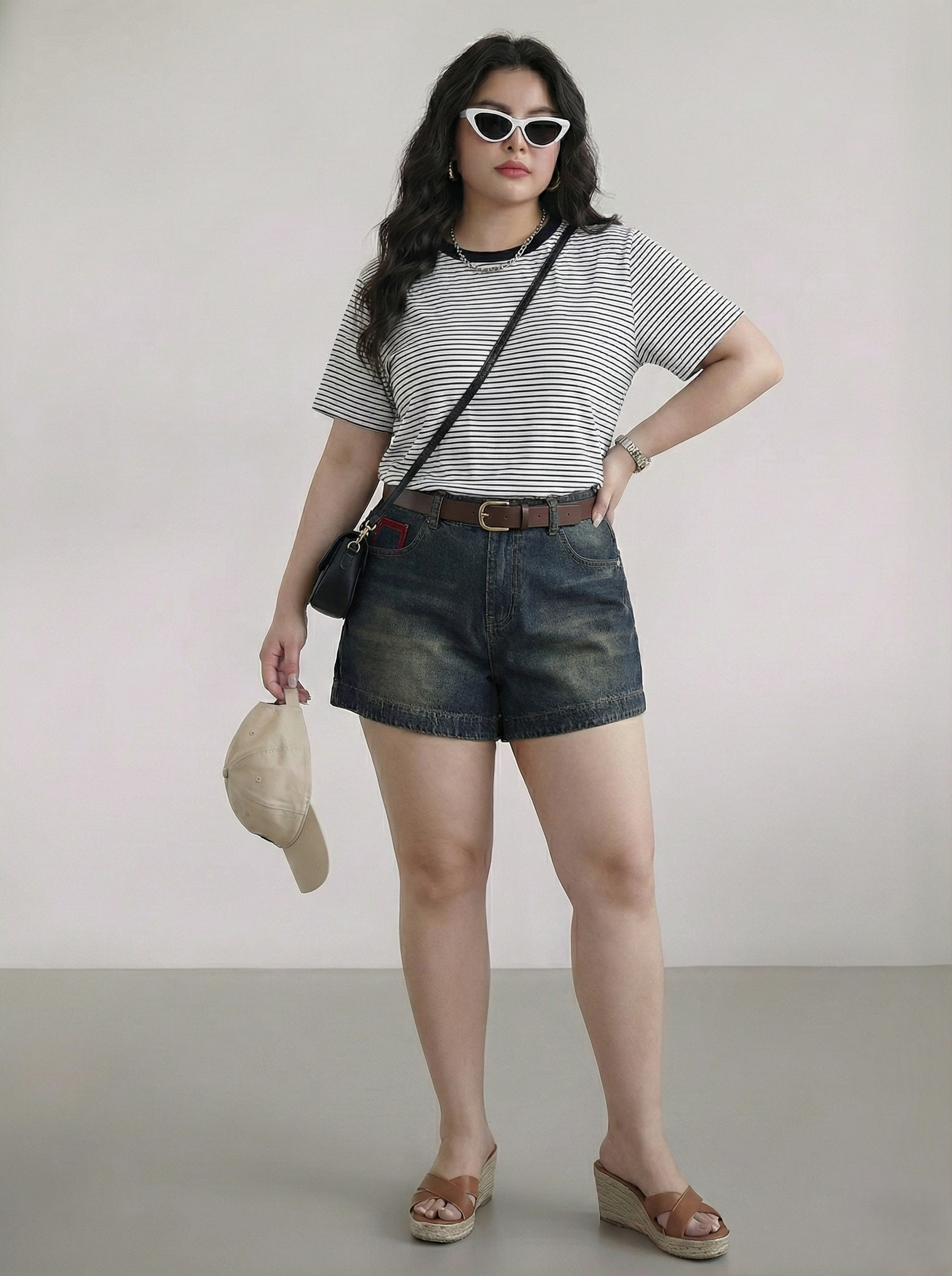 Quần short jean viền túi kiểu bigsize QSJ1305 dành cho nàng béo mập từ 55-90kg