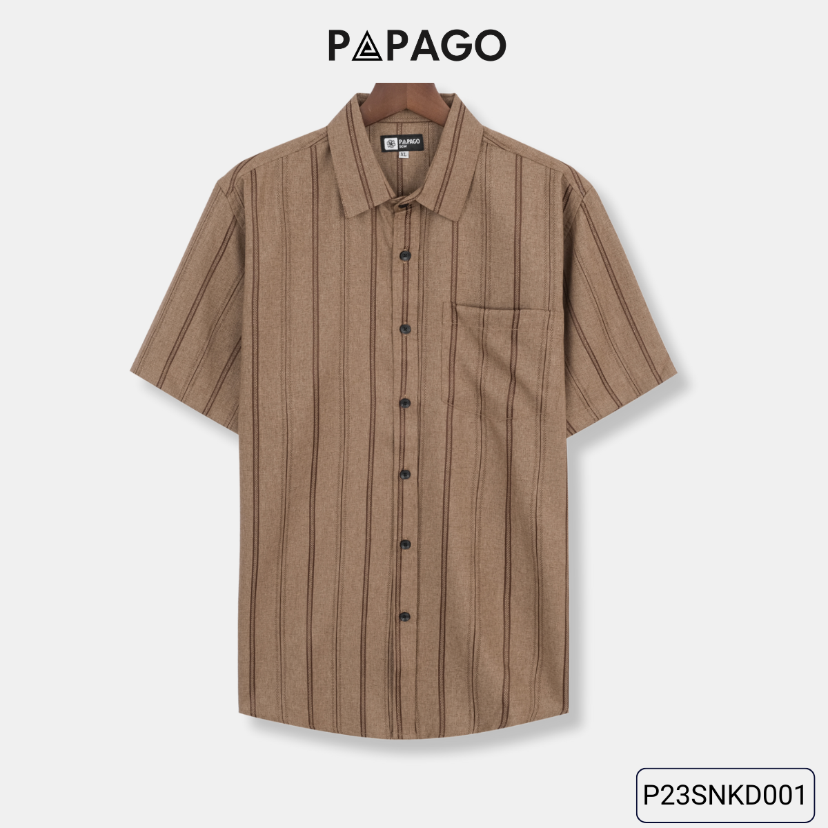 Áo sơ mi nam trung niên PAPAGO tay ngắn lai bầu vải xô đũi mềm mịn cao cấp kẻ sọc - P23SNKD001_thumbnail_15