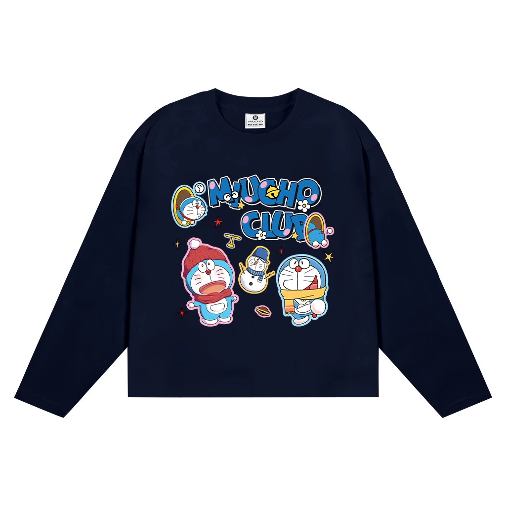 Áo thun boxy local brand Miucho vải cotton thoáng mát tay dài cổ tròn Doremon in mix 2771_thumbnail_12