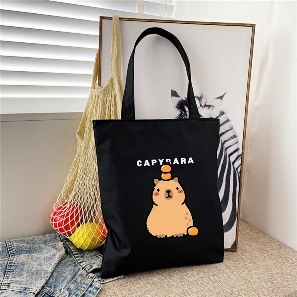 Túi tote in hình Capybara có túi phụ- Túi vải canvas kích thước 33x37cm đựng vừa A4 và laptop - TOTE05_thumbnail_11