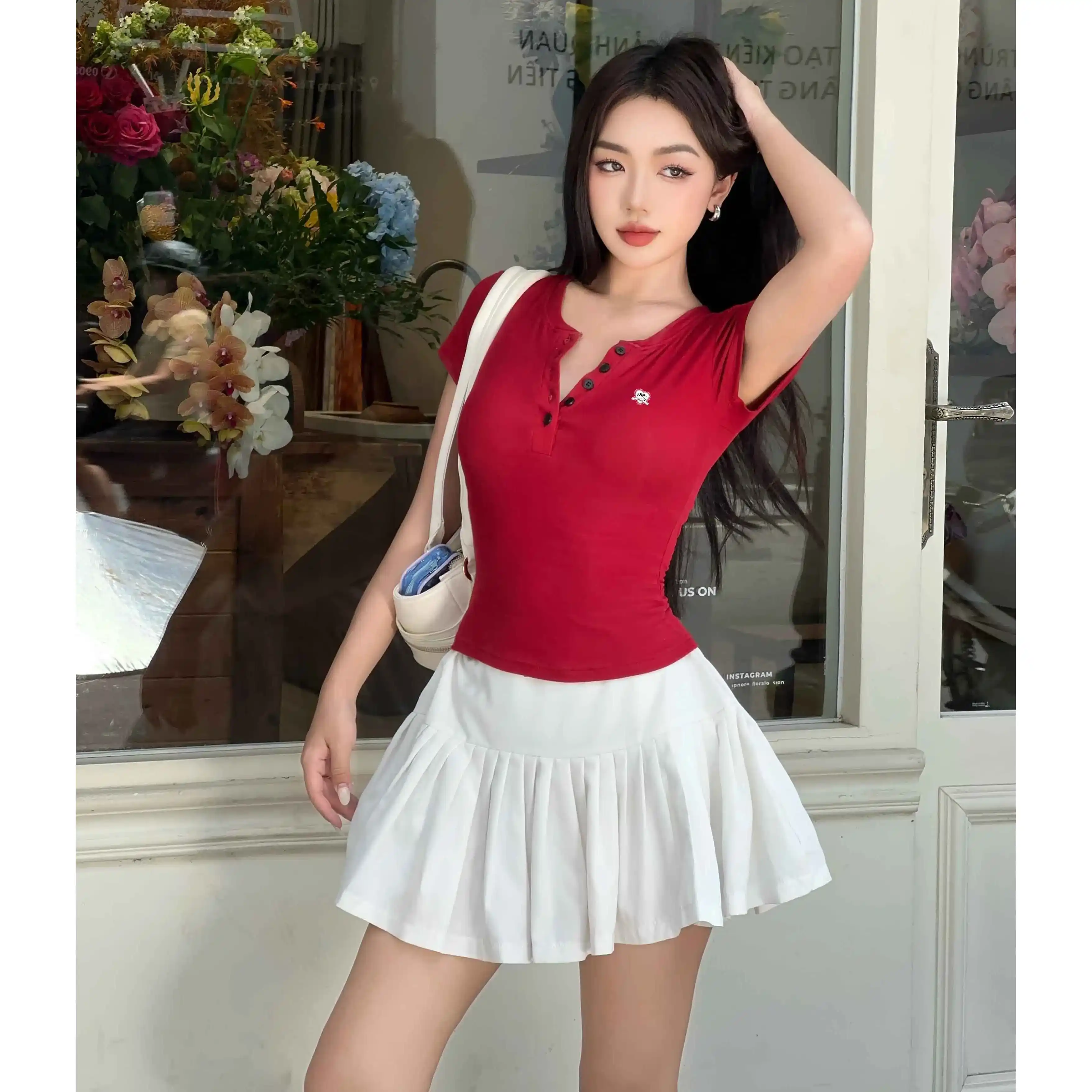 Áo thun ôm body cổ nút Miucho vải visco mềm mại thoáng mát chuẩn form in artwork 2709_thumbnail_6