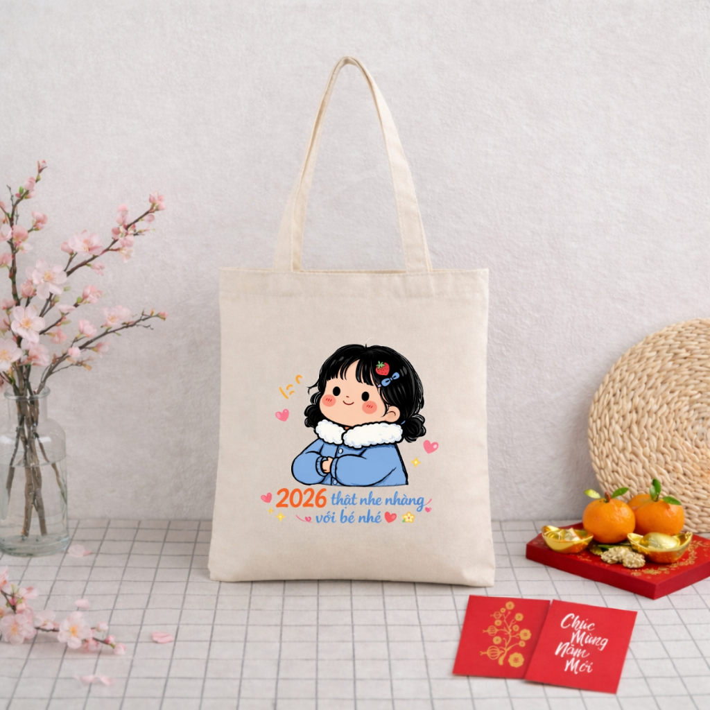 Túi Tote BST Bé gái Tết 2026 - Túi vải canvas có túi phụ và khoá kéo đựng vừa A4 và laptop (33x37cm) - TOTE34_thumbnail_14