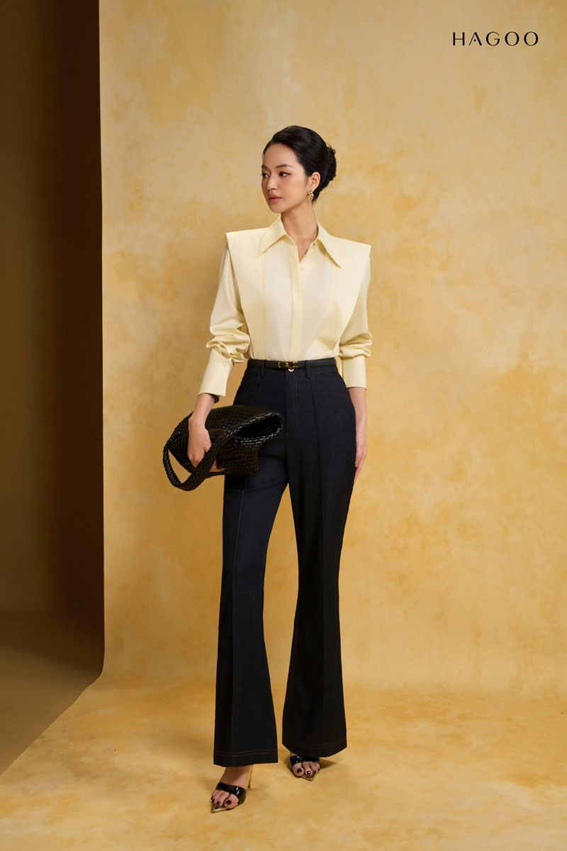 Áo sơ mi nữ vạt chờm HAGOO