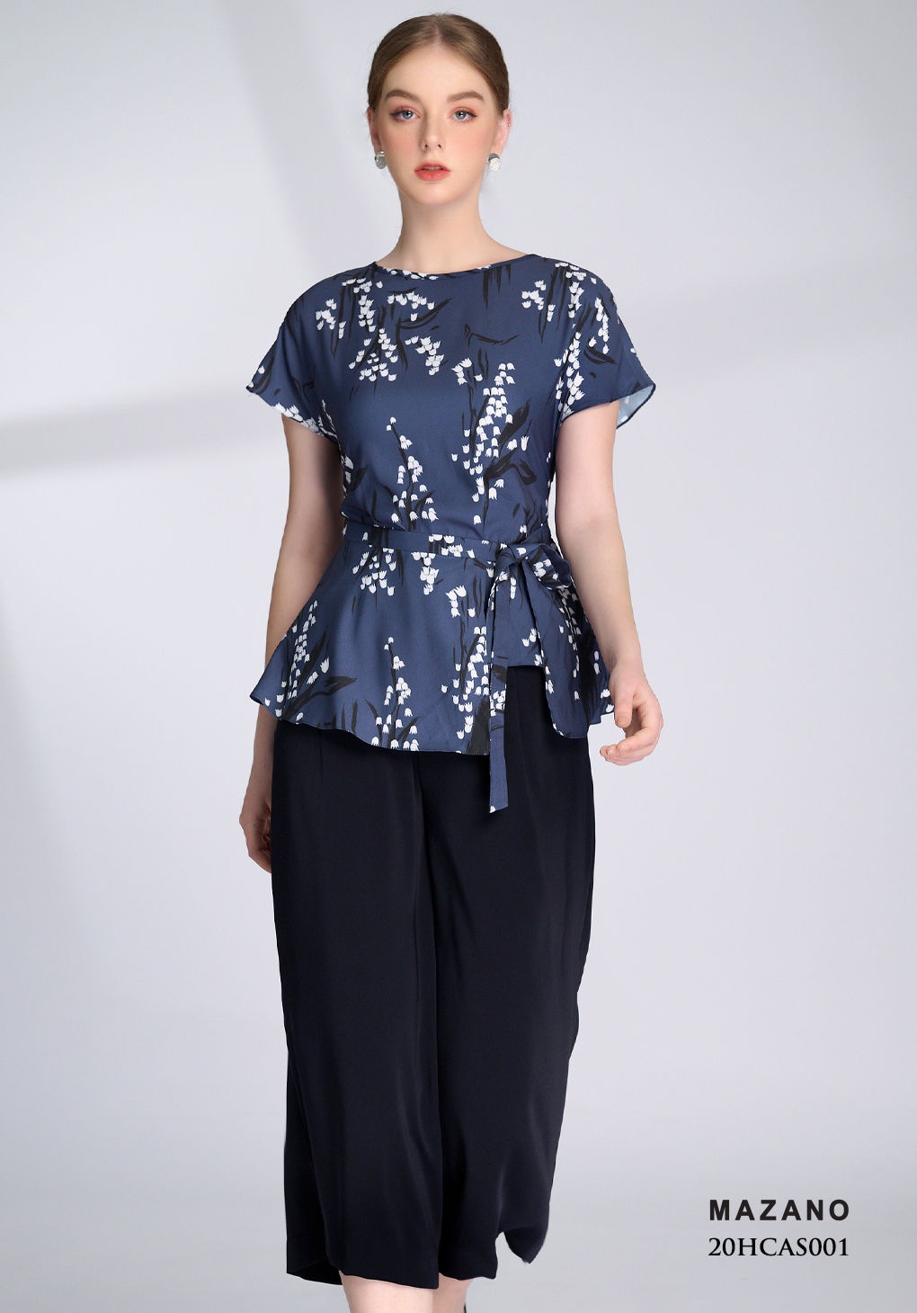 Áo lụa mullet xanh họa tiết thắt đai_thumbnail_3