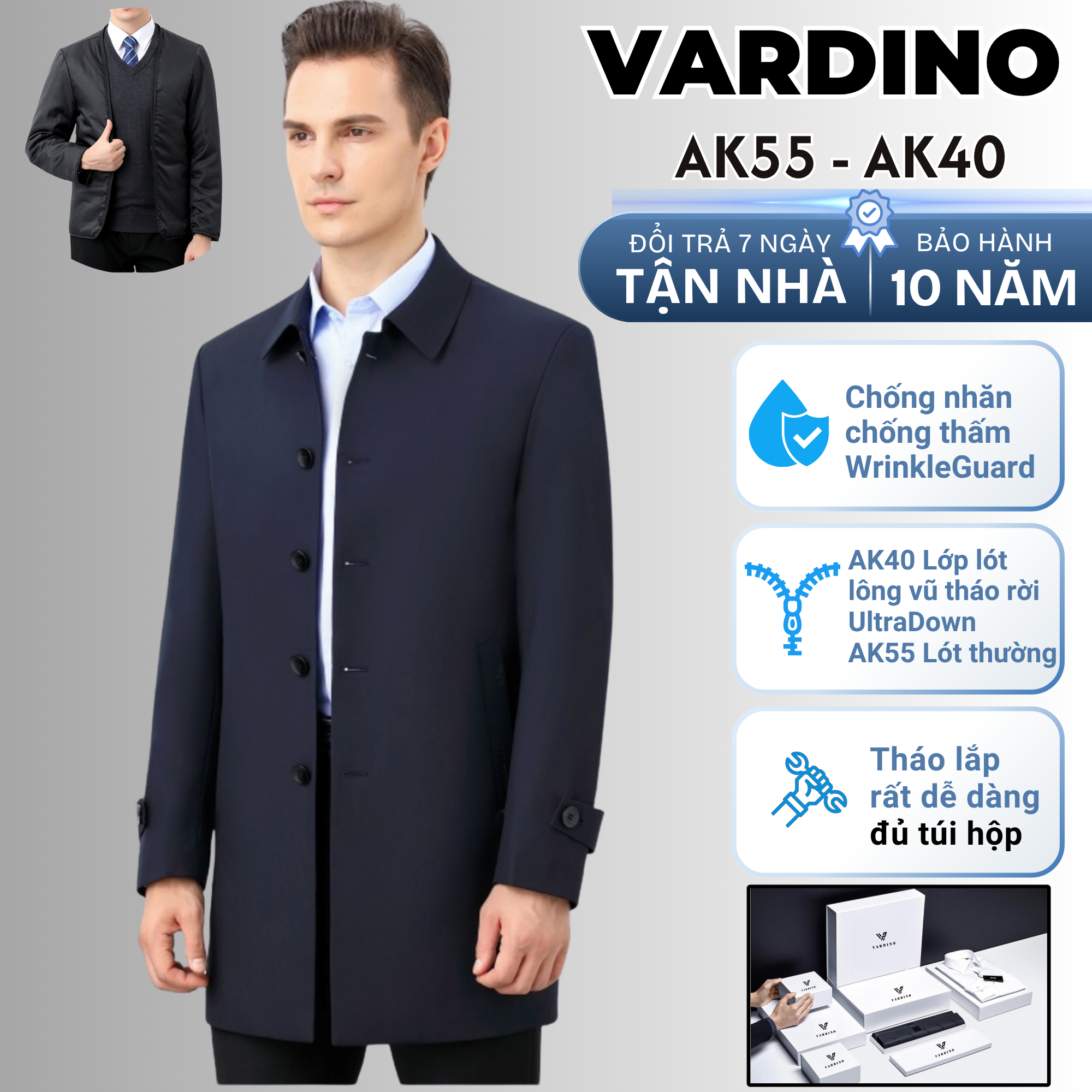 Áo khoác mangto nam công sở Vardino AK55