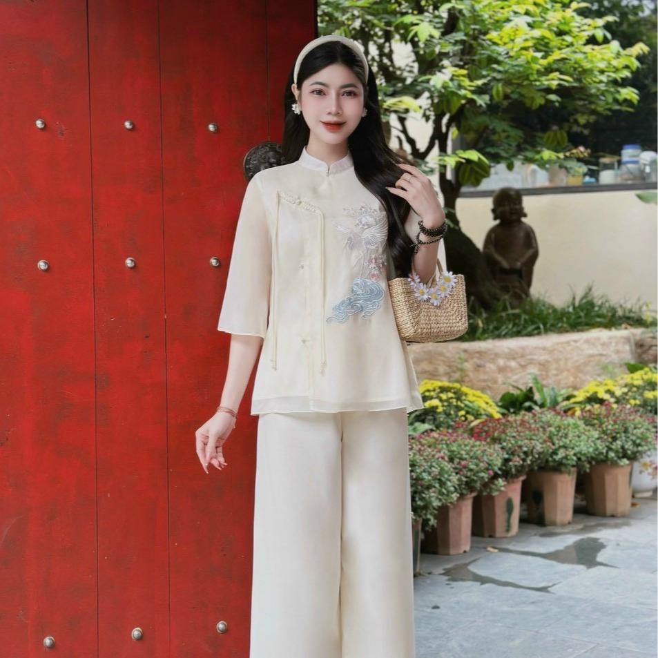 PP23 Pháp phục Voan tơ lễ chùa thêu chim hạc Tinh Nhi_thumbnail_0