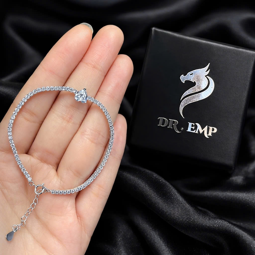 Vòng tay bạc xi kim dây đá charm tim trắng_thumbnail_1
