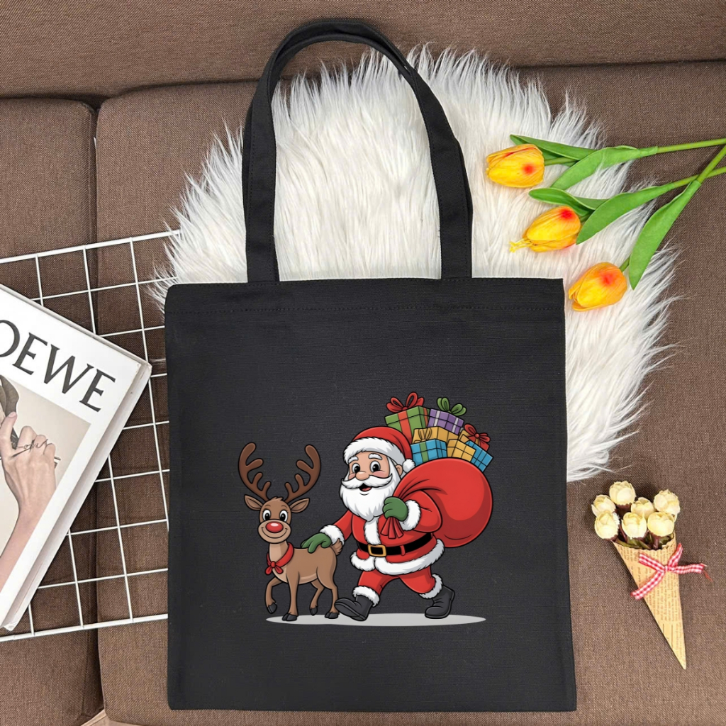 Túi tote vải canvas hình người tuyết, ông già Noel có khóa kéo và ngăn phụ WE TEE - WTU05_thumbnail_20