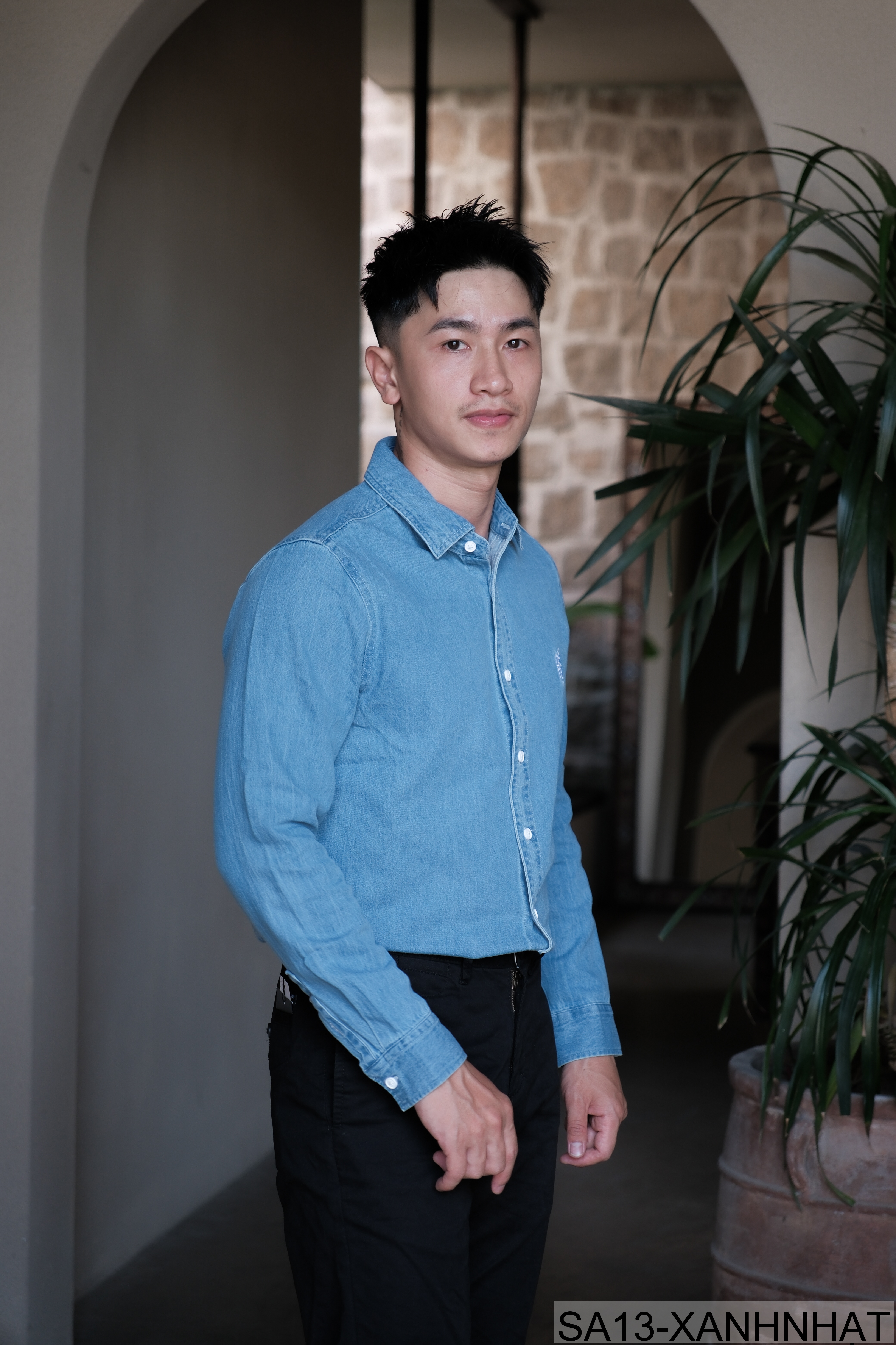 SA13 - Áo sơ mi nam dài tay phong cách Nhật, chất cotton mềm, form rộng thoải mái, 3 màu xanh nhạt/xanh đậm/đen_thumbnail_2