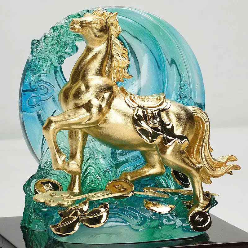 Tượng ngựa mã đáo thành công thiếp vàng 24k KT 18X 15X 12 CM_thumbnail_2
