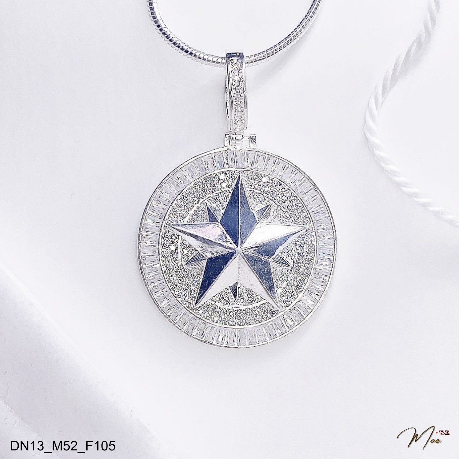 MN25 - Mặt dây chuyền nam tròn ngôi sao 10 cánh