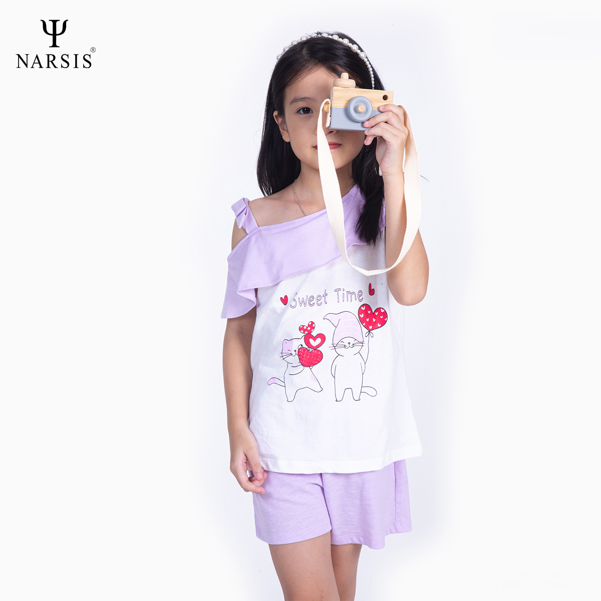 BỘ HÈ BÉ GÁI KM1011 NARSIS CHẤT LIỆU THOÁNG MÁT, DỄ CHỊU, THOẢI MÁI CẢ NGÀY, DỄ VẬN ĐỘNG