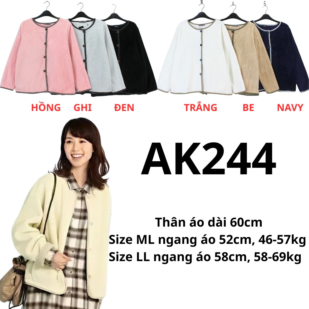 AK244 Áo khoác lông Nhật