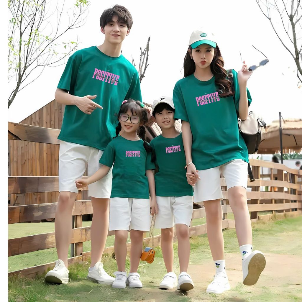Áo phông gia đình in chữ Positive - Áo thun đồng phục gia đình 3-4-5 người - Loza RT3046-AT3046_thumbnail_1