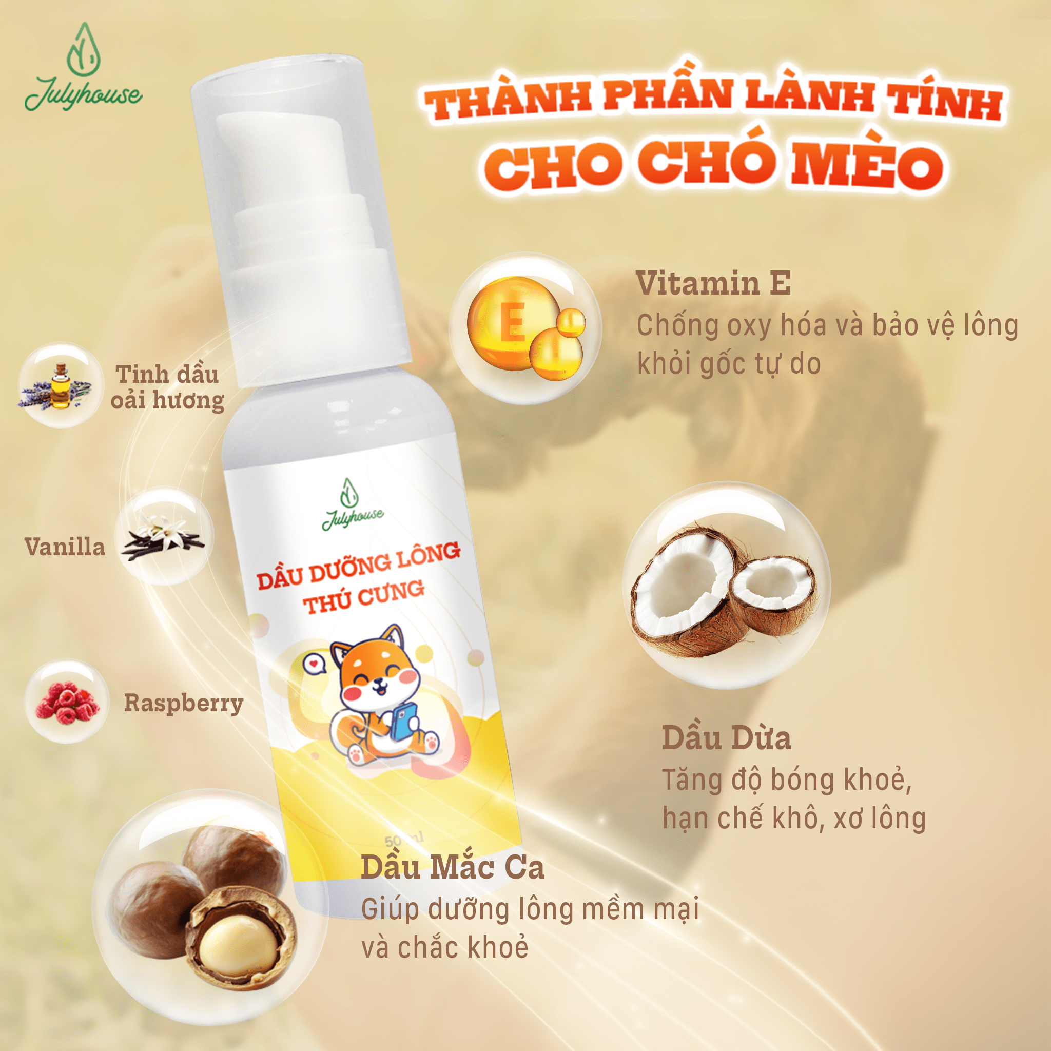 Dầu dưỡng lông cho thú cưng JULYHOUSE 50ml_thumbnail_2