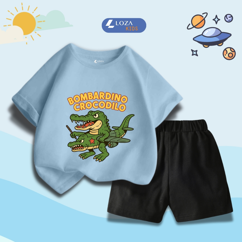 Bộ đồ bé trai in hình 'Bombardino Crocodilo' -  Loza Kids SB384